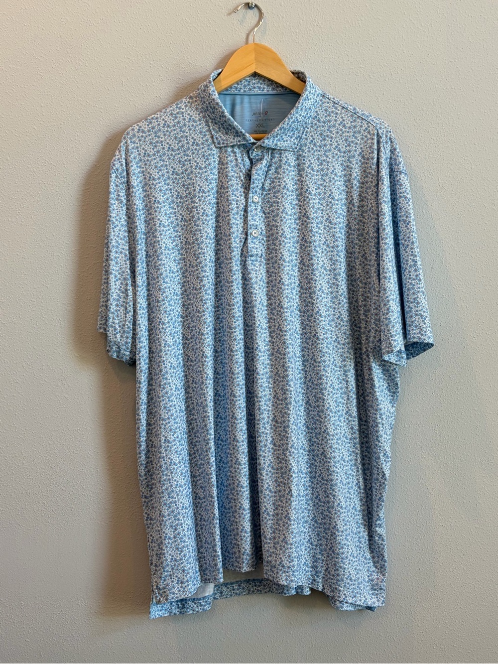 johnnie-O Featherweight Light Blue Floral Polo Shirt size XXL